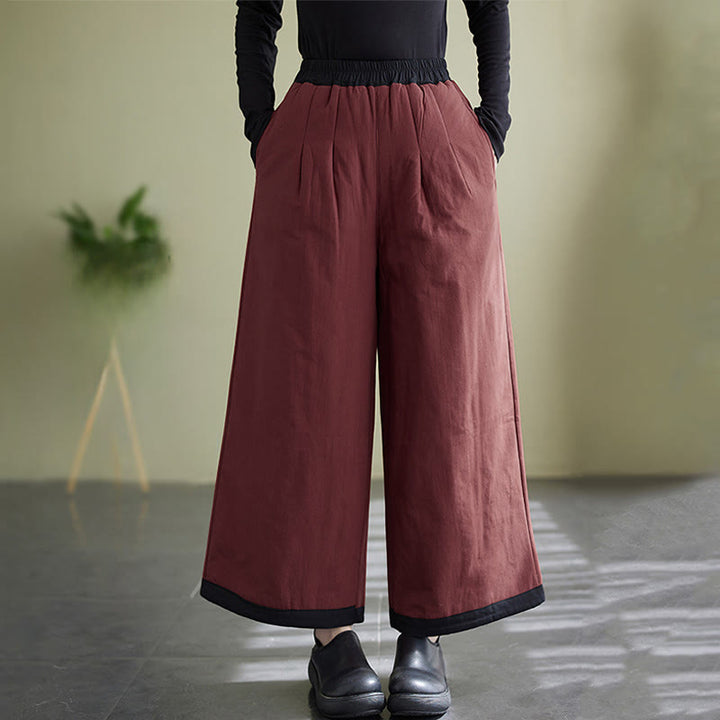 Buddha Stones Lässige, schlichte Damenhose mit weitem Bein und Taschen - image 16