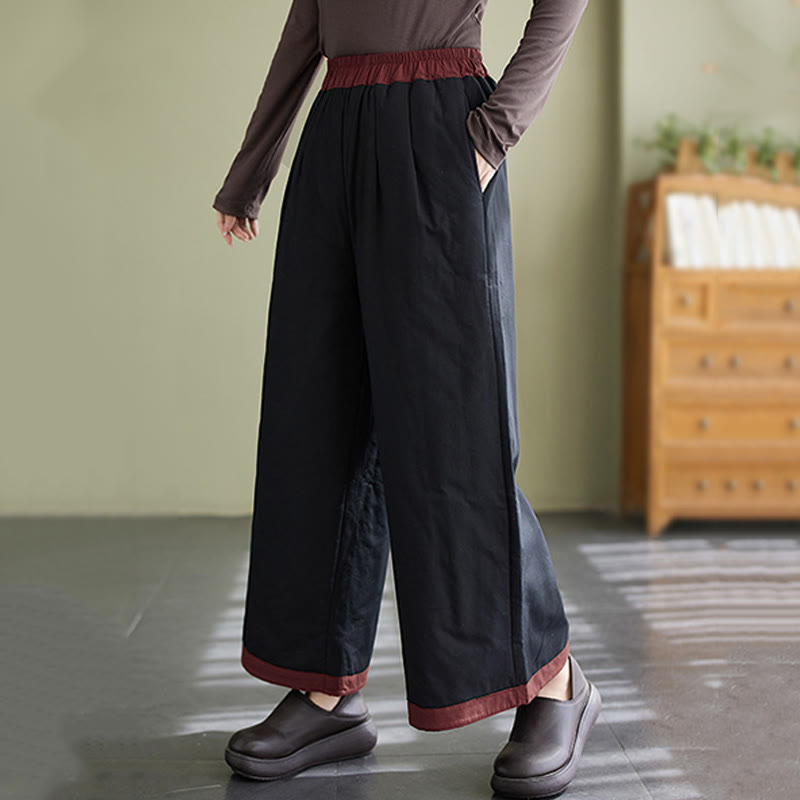 Buddha Stones Lässige, schlichte Damenhose mit weitem Bein und Taschen - image 4