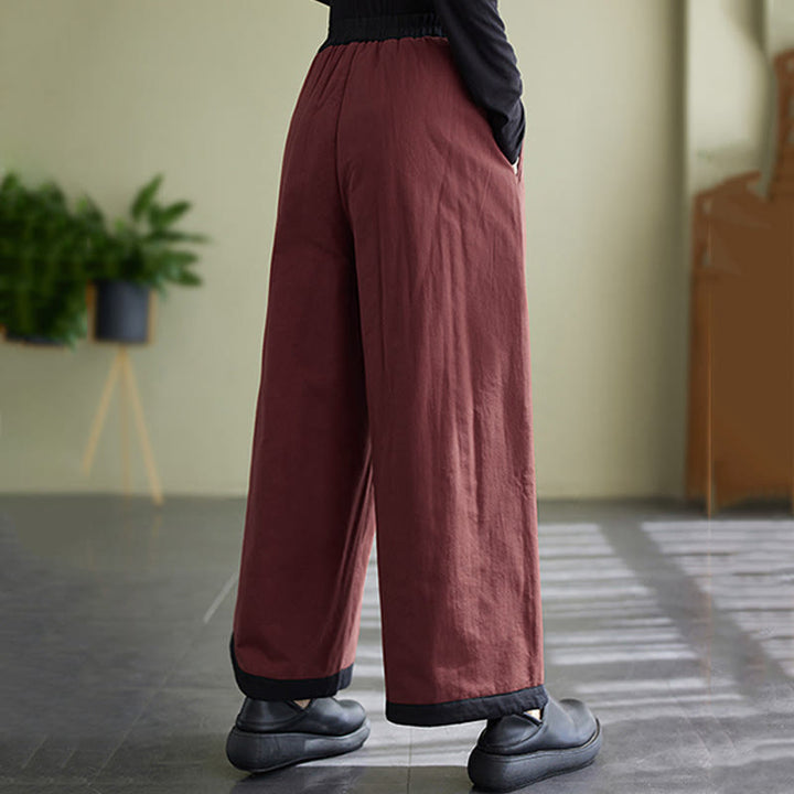 Buddha Stones Lässige, schlichte Damenhose mit weitem Bein und Taschen - image 20