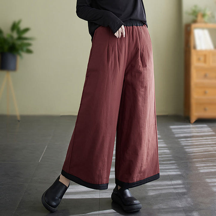 Buddha Stones Lässige, schlichte Damenhose mit weitem Bein und Taschen - image 18