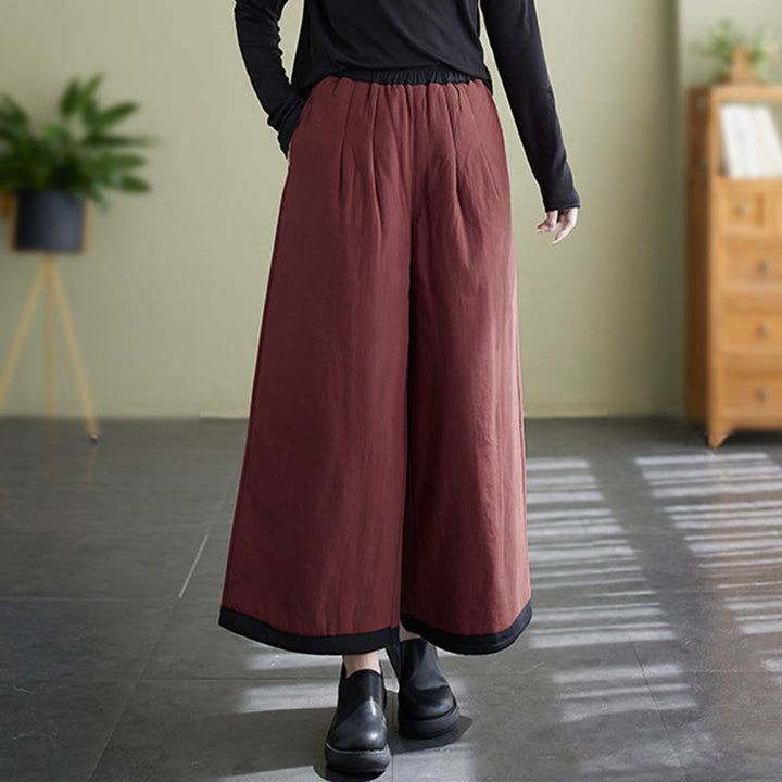 Buddha Stones Lässige, schlichte Damenhose mit weitem Bein und Taschen - image 17