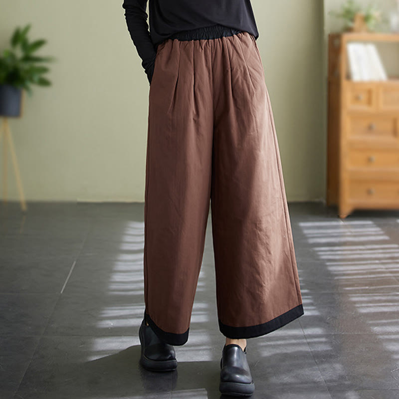 Buddha Stones Lässige, schlichte Damenhose mit weitem Bein und Taschen - image 11