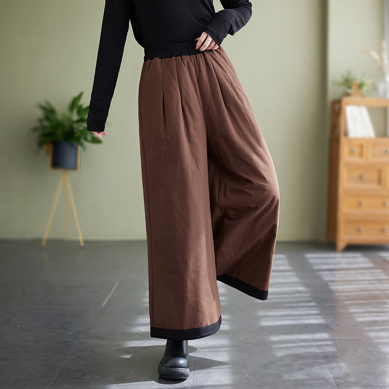 Buddha Stones Lässige, schlichte Damenhose mit weitem Bein und Taschen - image 13