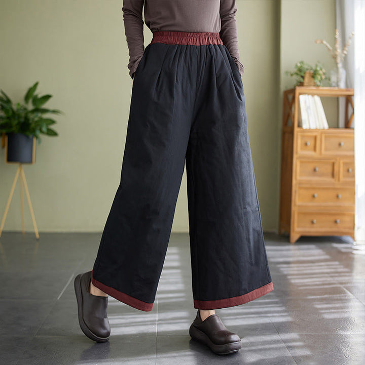 Buddha Stones Lässige, schlichte Damenhose mit weitem Bein und Taschen - Schwarz - US8-10, UK/AU12-14, EU40-42 (2XL) - image 0