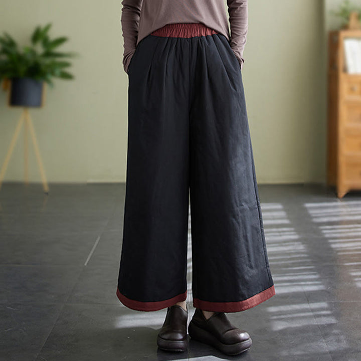 Buddha Stones Lässige, schlichte Damenhose mit weitem Bein und Taschen - image 2