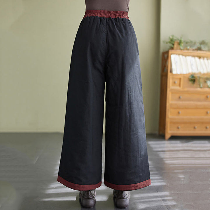 Buddha Stones Lässige, schlichte Damenhose mit weitem Bein und Taschen - image 1