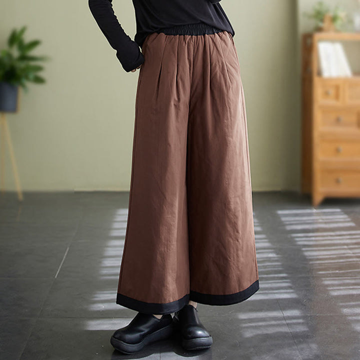 Buddha Stones Lässige, schlichte Damenhose mit weitem Bein und Taschen - image 10