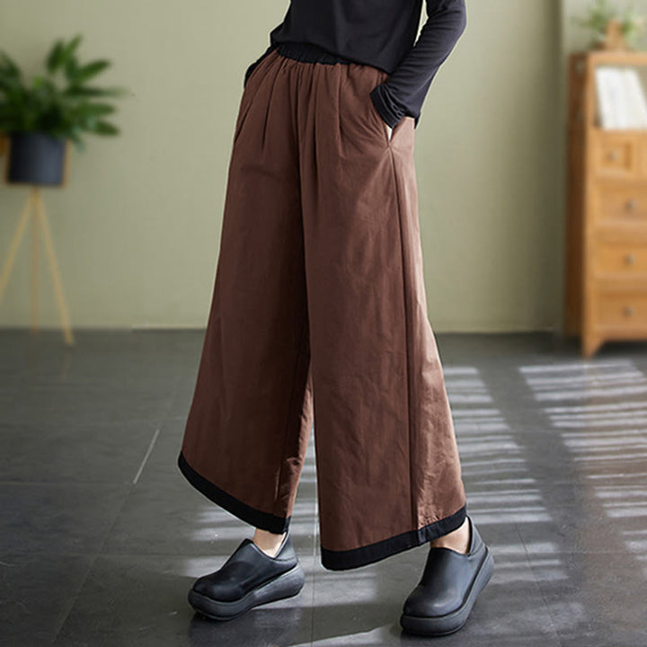 Buddha Stones Lässige, schlichte Damenhose mit weitem Bein und Taschen - image 12