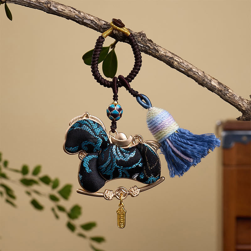 Buddha Stones, mehrfarbig, Jahr des Pferdes, Kürbisbarren-Design, Freiheit, Wohlstand, Schlüsselanhänger - Schwarzes Pferd 12*3mm - image 6