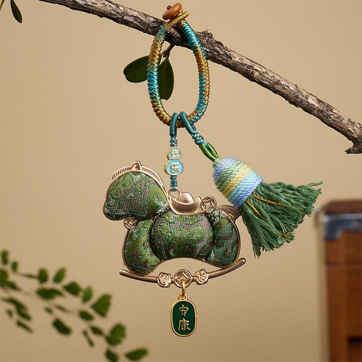 Buddha Stones, mehrfarbig, Jahr des Pferdes, Kürbisbarren-Design, Freiheit, Wohlstand, Schlüsselanhänger - Green Horse 12*3mm - image 7