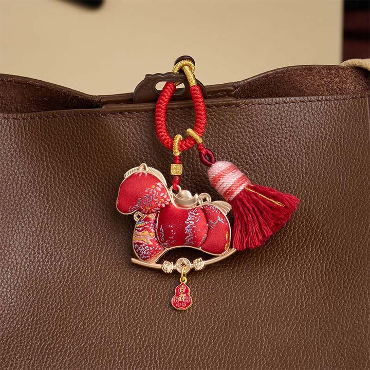 Buddha Stones, mehrfarbig, Jahr des Pferdes, Kürbisbarren-Design, Freiheit, Wohlstand, Schlüsselanhänger - image 2