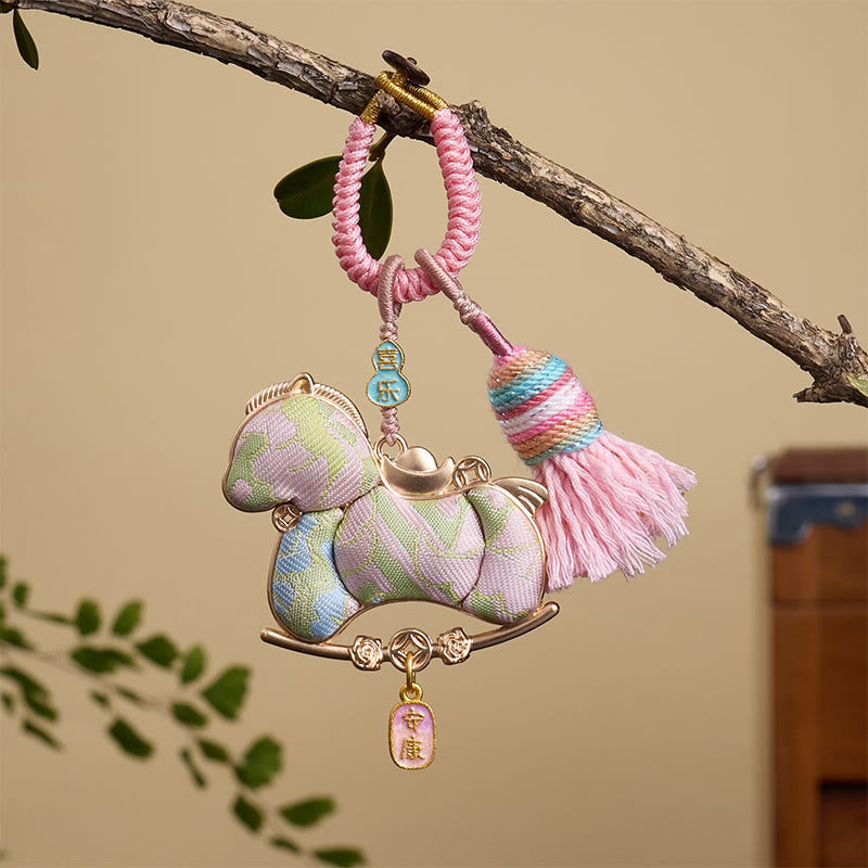 Buddha Stones, mehrfarbig, Jahr des Pferdes, Kürbisbarren-Design, Freiheit, Wohlstand, Schlüsselanhänger - Rosa Pferd 12*3mm - image 5