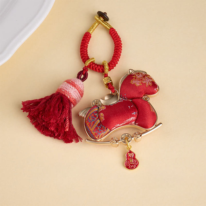 Buddha Stones, mehrfarbig, Jahr des Pferdes, Kürbisbarren-Design, Freiheit, Wohlstand, Schlüsselanhänger - image 1