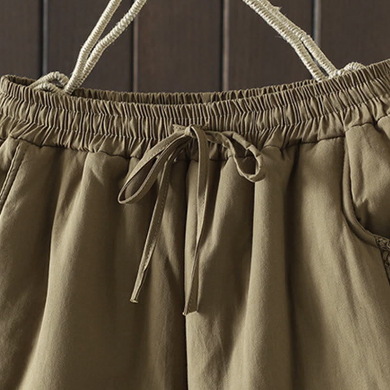 Dicke Damenhose mit Taschen , Buddha Stones -Blumenmuster, Baumwoll-Polyester-Stickerei - image 9