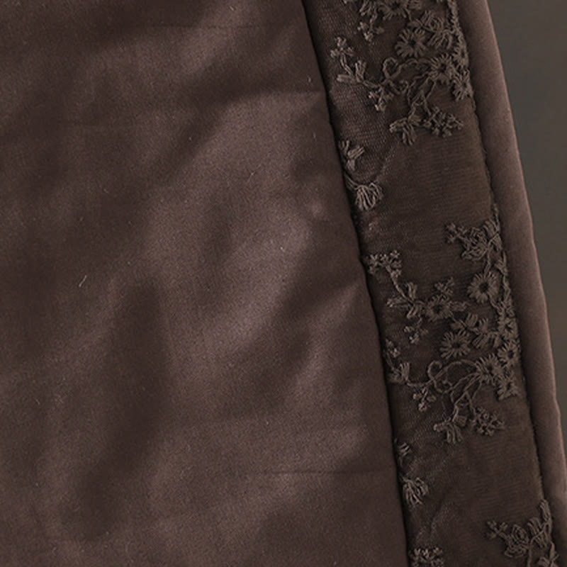 Dicke Damenhose mit Taschen , Buddha Stones -Blumenmuster, Baumwoll-Polyester-Stickerei - image 4