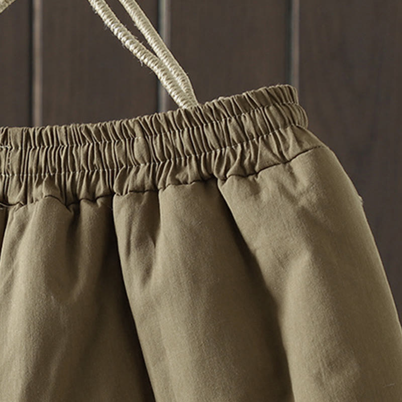 Dicke Damenhose mit Taschen , Buddha Stones -Blumenmuster, Baumwoll-Polyester-Stickerei - image 8