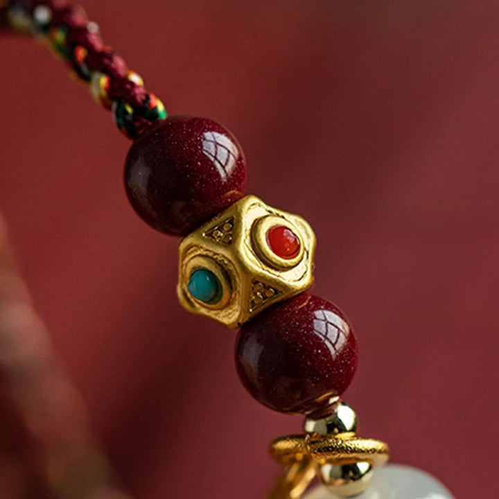 Buddha Stones, Glücksbringer, Hetian-Jade, Cyan-Jade, Weiß-Jade, mehrfarbiges geflochtenes Armband - image 16