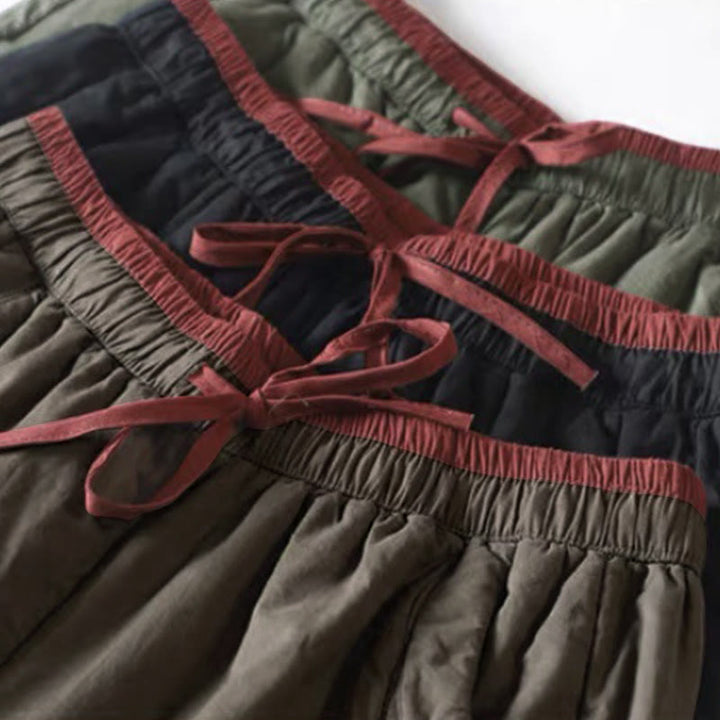 Buddha Stones Einfarbige Damenhose aus dickem Baumwoll-Polyester-Mischgewebe mit Taschen, Material: Baumwoll-Polyester, Materialmix mit Farbblockmuster - image 8