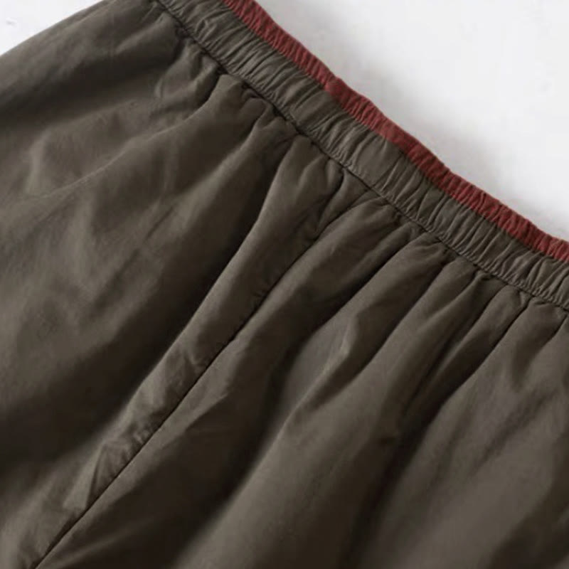 Buddha Stones Einfarbige Damenhose aus dickem Baumwoll-Polyester-Mischgewebe mit Taschen, Material: Baumwoll-Polyester, Materialmix mit Farbblockmuster - image 5