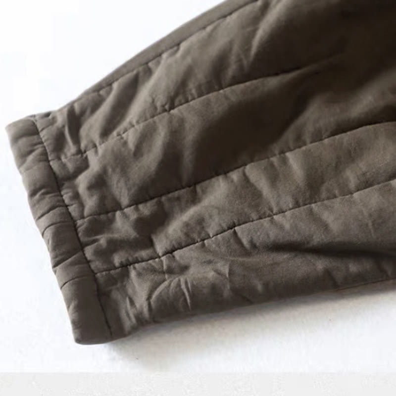 Buddha Stones Einfarbige Damenhose aus dickem Baumwoll-Polyester-Mischgewebe mit Taschen, Material: Baumwoll-Polyester, Materialmix mit Farbblockmuster - image 7