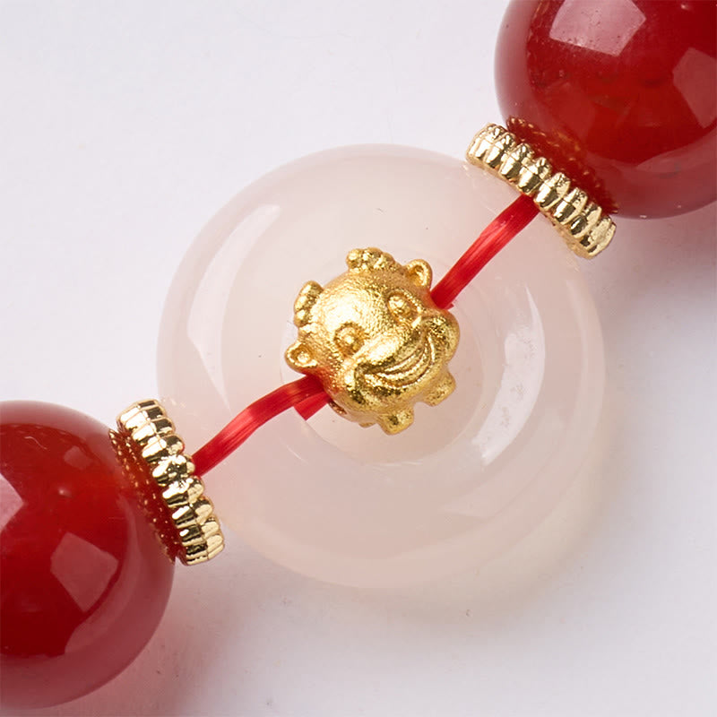Buddha Stones ​​Chinesisches Tierkreiszeichen Jahr des Pferdes Friedensschnalle Rotes Achat Weißes Chalcedon Selbstvertrauensarmband - image 13