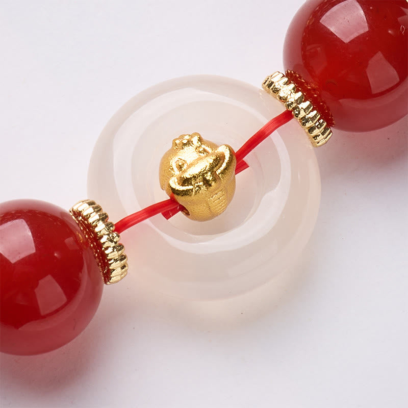 Buddha Stones ​​Chinesisches Tierkreiszeichen Jahr des Pferdes Friedensschnalle Rotes Achat Weißes Chalcedon Selbstvertrauensarmband - image 21