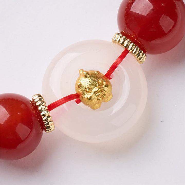 Buddha Stones ​​Chinesisches Tierkreiszeichen Jahr des Pferdes Friedensschnalle Rotes Achat Weißes Chalcedon Selbstvertrauensarmband - image 27