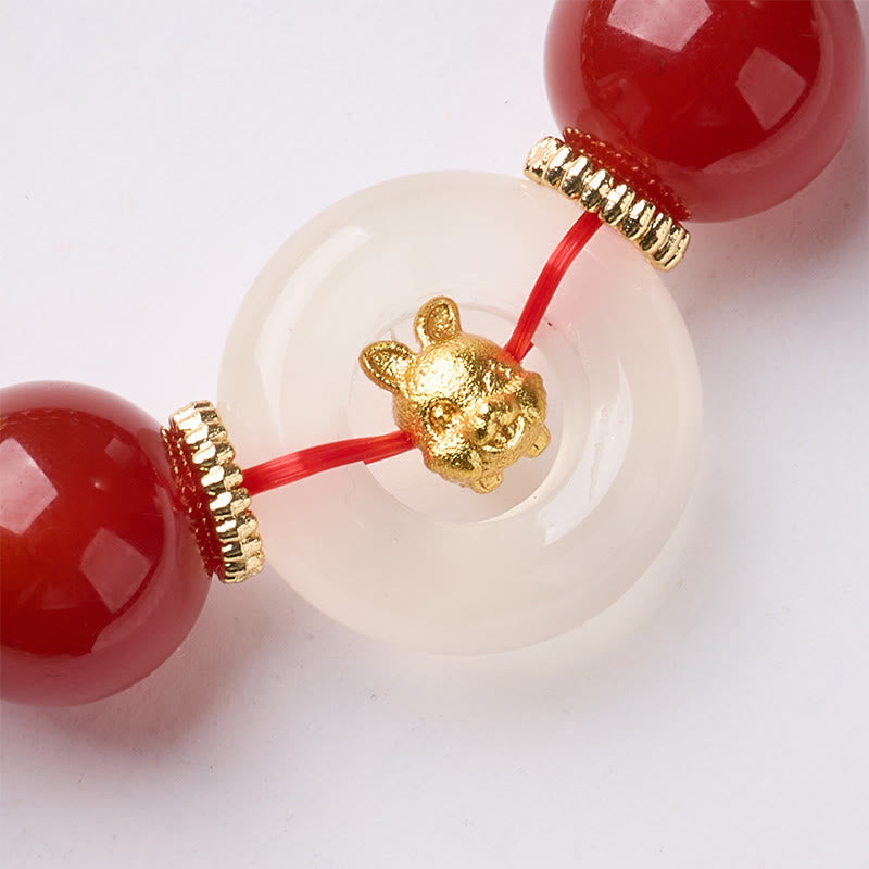Buddha Stones ​​Chinesisches Tierkreiszeichen Jahr des Pferdes Friedensschnalle Rotes Achat Weißes Chalcedon Selbstvertrauensarmband - image 17