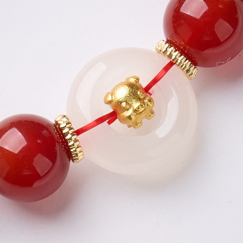 Buddha Stones ​​Chinesisches Tierkreiszeichen Jahr des Pferdes Friedensschnalle Rotes Achat Weißes Chalcedon Selbstvertrauensarmband - image 32