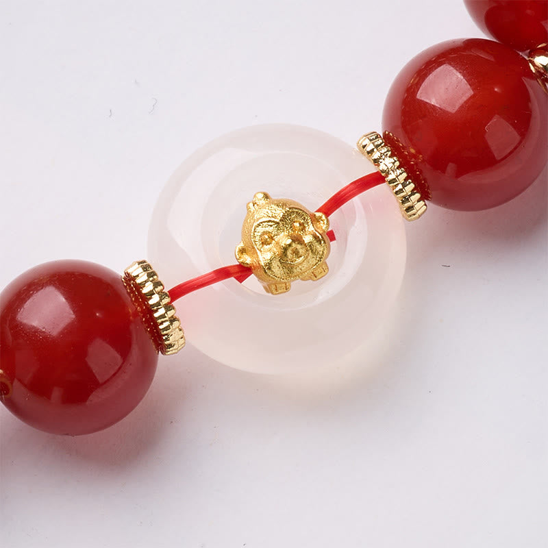 Buddha Stones ​​Chinesisches Tierkreiszeichen Jahr des Pferdes Friedensschnalle Rotes Achat Weißes Chalcedon Selbstvertrauensarmband - image 25