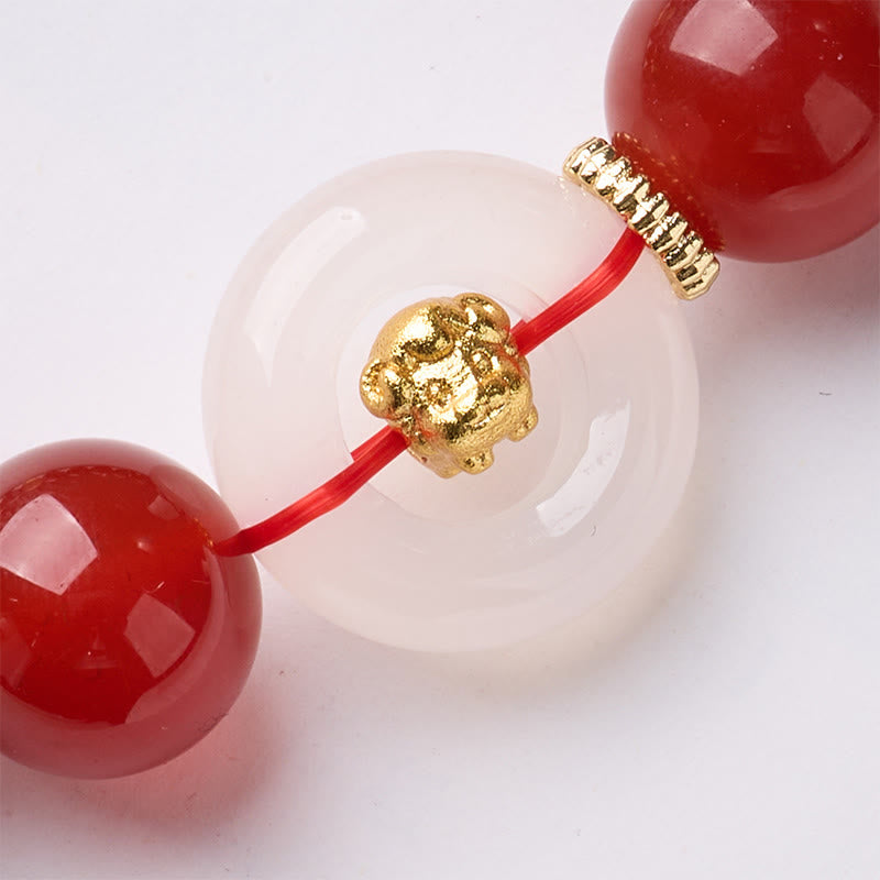 Buddha Stones ​​Chinesisches Tierkreiszeichen Jahr des Pferdes Friedensschnalle Rotes Achat Weißes Chalcedon Selbstvertrauensarmband - image 23