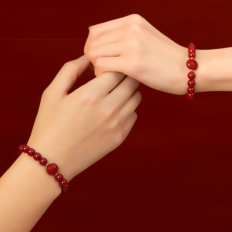 Buddha Stones, Chinesisches Tierkreiszeichen, Jahr des Pferdes, Geschnitztes Zinnoberarmband, Friedvoller Segen - image 44