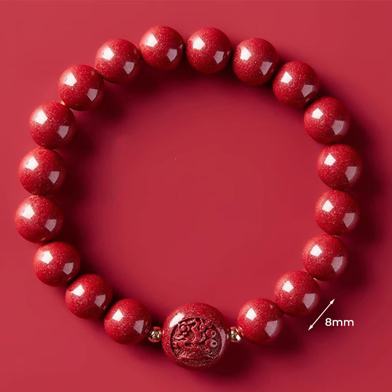 Buddha Stones, Chinesisches Tierkreiszeichen, Jahr des Pferdes, Geschnitztes Zinnoberarmband, Friedvoller Segen - 8mm Dragon - image 32