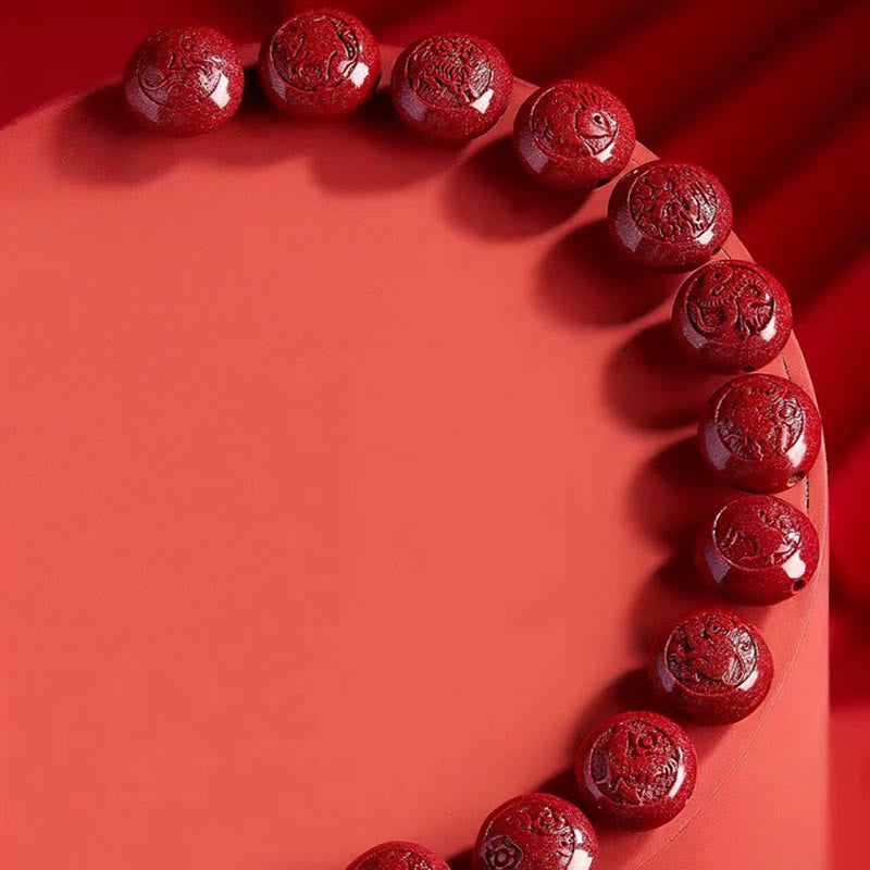 Buddha Stones, Chinesisches Tierkreiszeichen, Jahr des Pferdes, Geschnitztes Zinnoberarmband, Friedvoller Segen - image 40