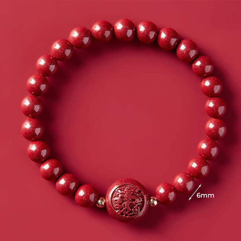 Buddha Stones, Chinesisches Tierkreiszeichen, Jahr des Pferdes, Geschnitztes Zinnoberarmband, Friedvoller Segen - 6mm Dragon - image 19