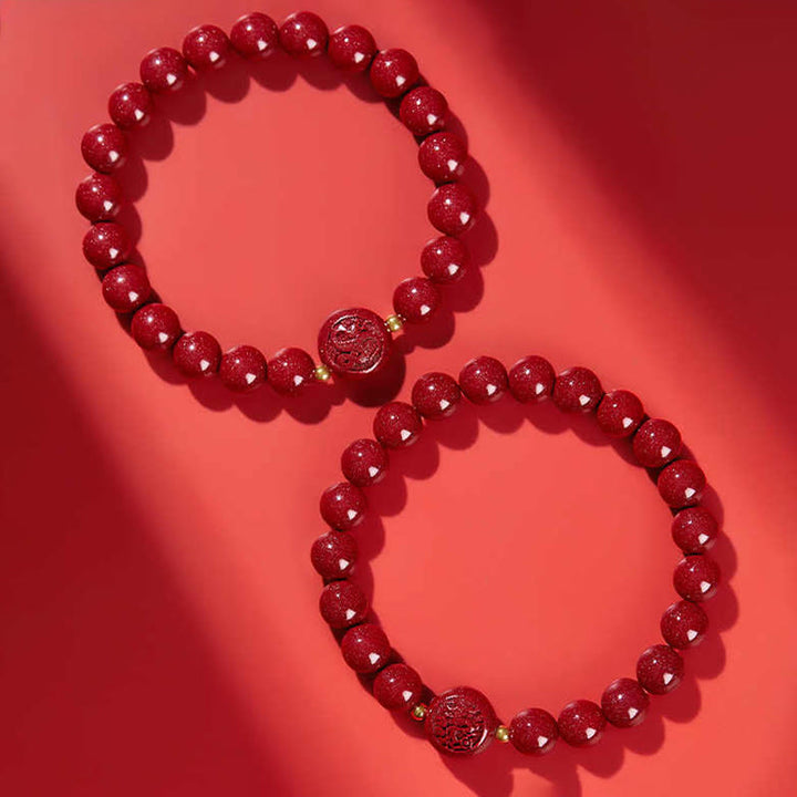 Buddha Stones, Chinesisches Tierkreiszeichen, Jahr des Pferdes, Geschnitztes Zinnoberarmband, Friedvoller Segen - image 41