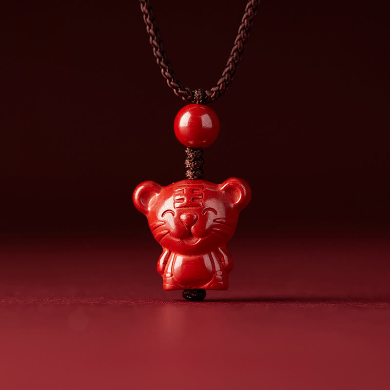 Buddha Stones ​​Jahr des Pferdes Chinesisches Tierkreiszeichen Gravurdesign Zinnober Segen Seil Halskette Anhänger - image 11