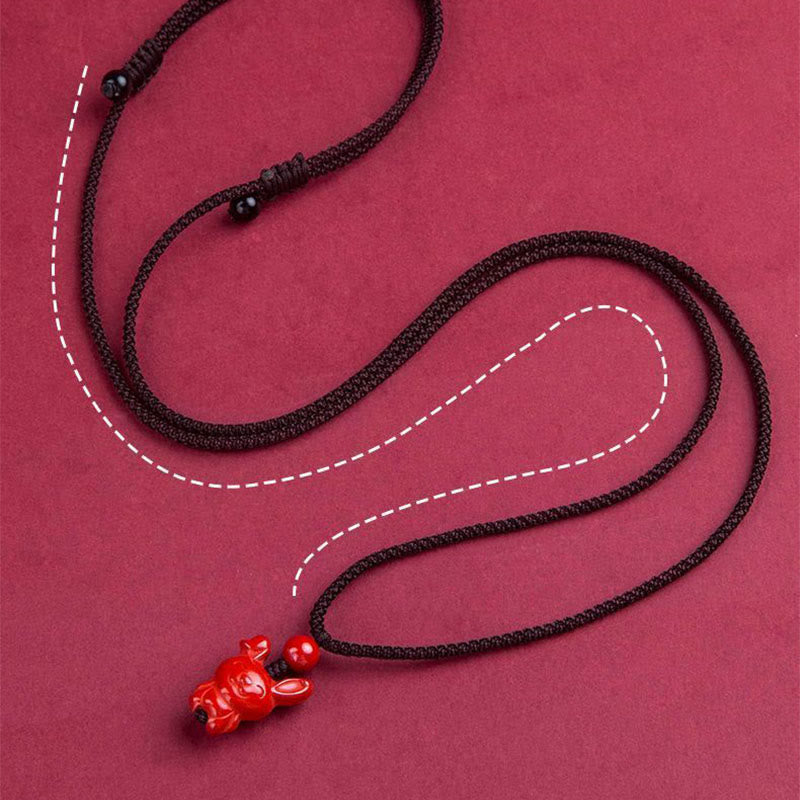 Buddha Stones ​​Jahr des Pferdes Chinesisches Tierkreiszeichen Gravurdesign Zinnober Segen Seil Halskette Anhänger - image 17