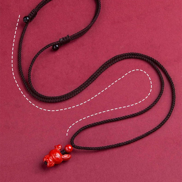 Buddha Stones ​​Jahr des Pferdes Chinesisches Tierkreiszeichen Gravurdesign Zinnober Segen Seil Halskette Anhänger - image 17