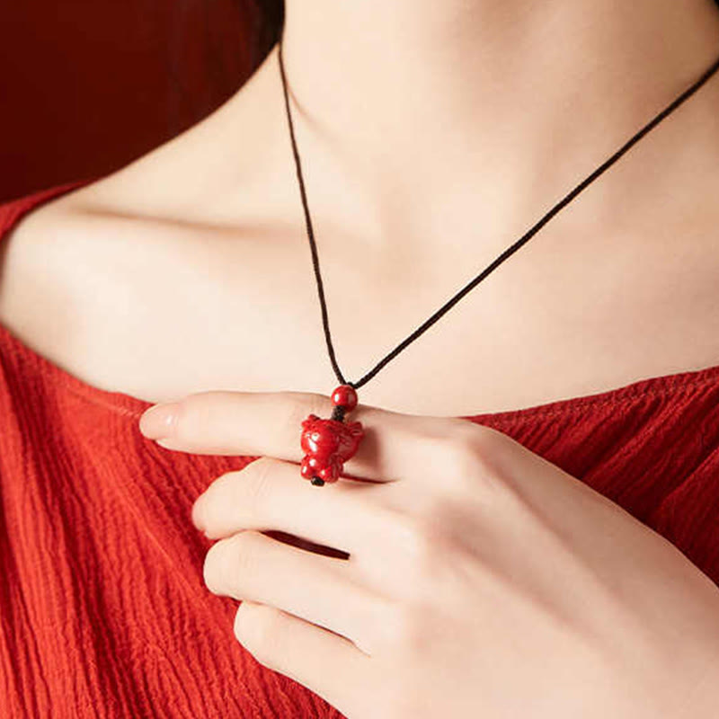 Buddha Stones ​​Jahr des Pferdes Chinesisches Tierkreiszeichen Gravurdesign Zinnober Segen Seil Halskette Anhänger - image 27