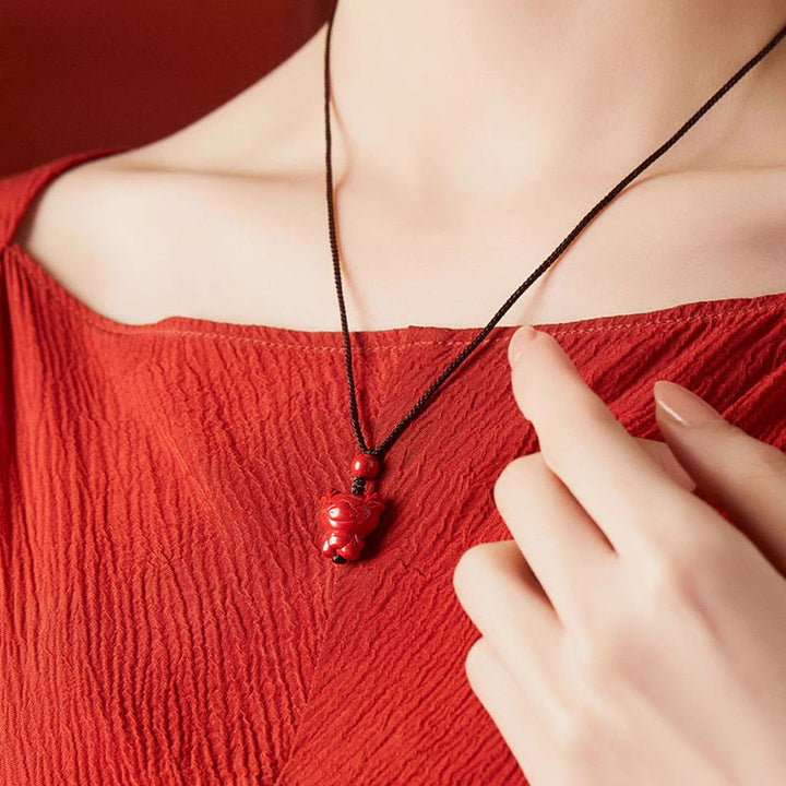 Buddha Stones ​​Jahr des Pferdes Chinesisches Tierkreiszeichen Gravurdesign Zinnober Segen Seil Halskette Anhänger - image 26