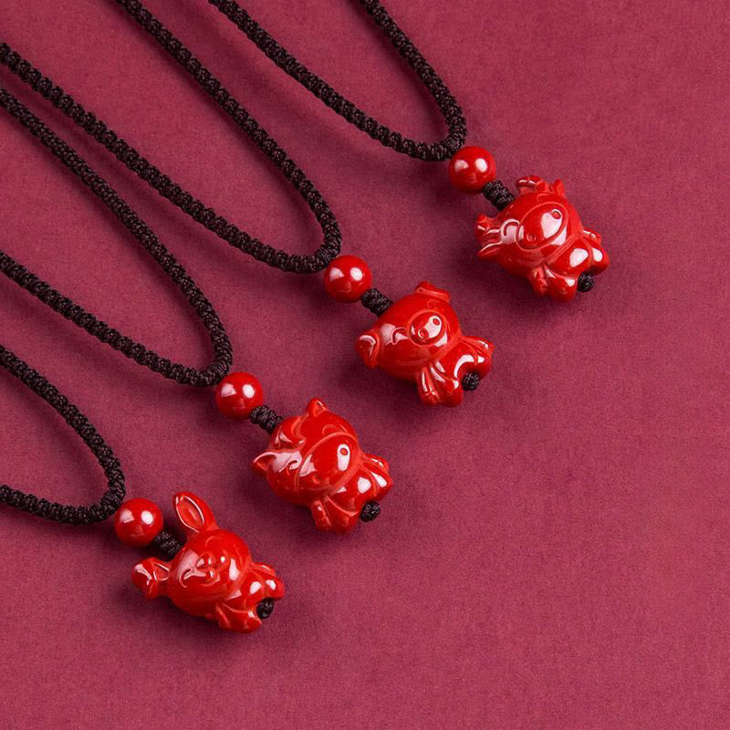 Buddha Stones ​​Jahr des Pferdes Chinesisches Tierkreiszeichen Gravurdesign Zinnober Segen Seil Halskette Anhänger - image 41