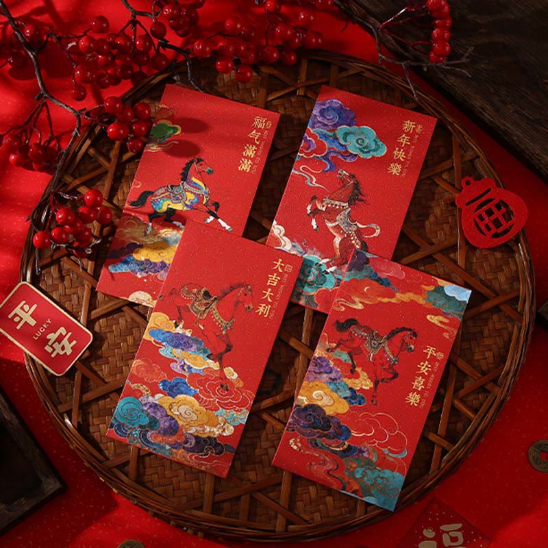 Buddha Stones ​​Jahr des Pferdes 2026 Neujahrssegen 6 Stück Chinesischer roter Umschlag - image 7
