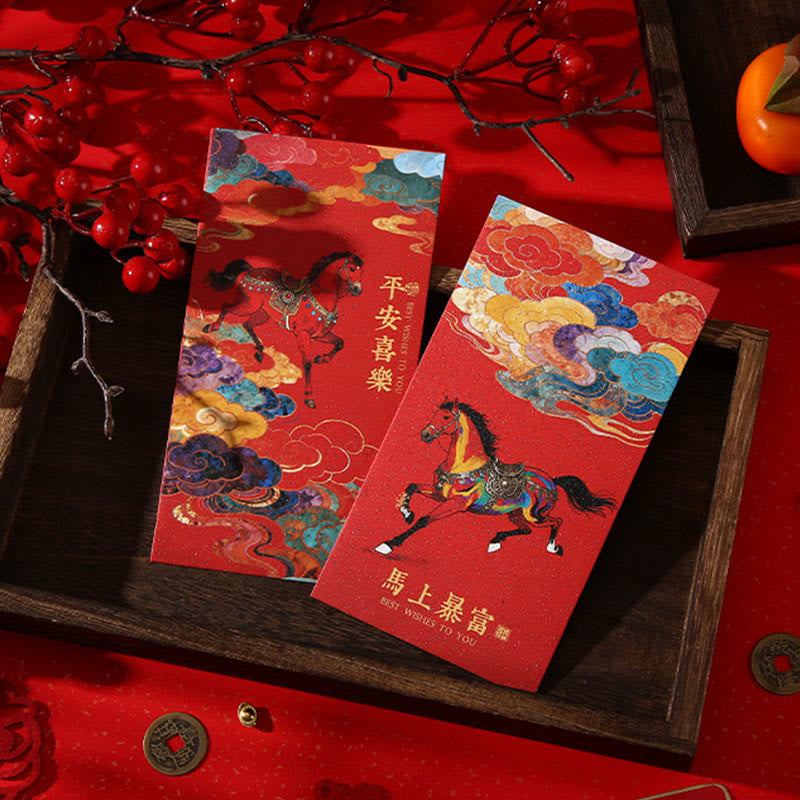 Buddha Stones ​​Jahr des Pferdes 2026 Neujahrssegen 6 Stück Chinesischer roter Umschlag - image 15