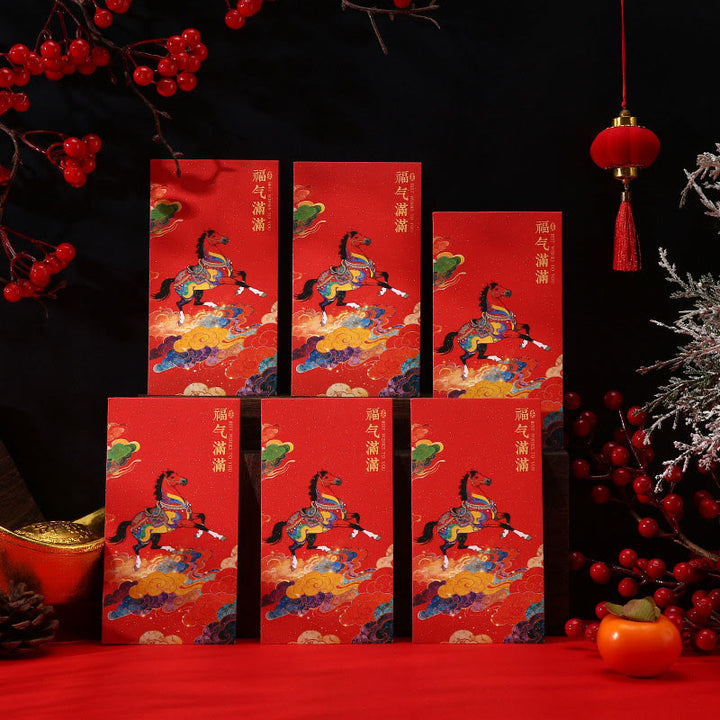 Buddha Stones ​​Jahr des Pferdes 2026 Neujahrssegen 6 Stück Chinesischer roter Umschlag - image 8