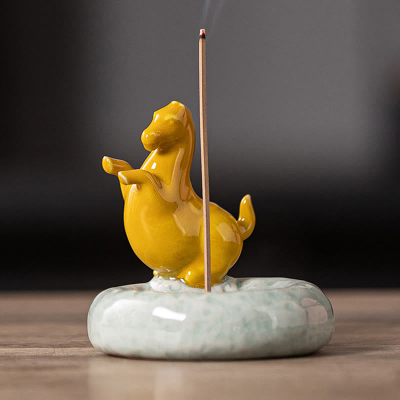Buddha Stones, Jahr des Pferdes 2026, Neujahrsdekoration, Räuchergefäß - Gelbes stehendes Pferd (7,4 x 7,4 x 7,2 cm) - image 19