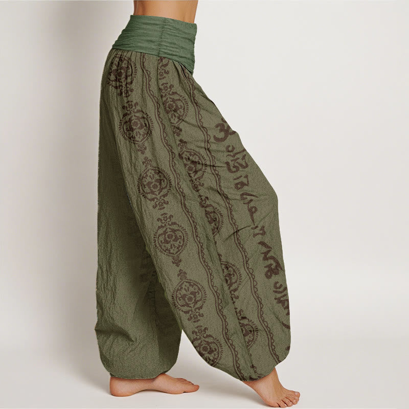 Buddha Stones , Mandala-Baumwollhose mit Om-Mani-Padme-Hum-Motiv und elastischem Bund für Damen - image 6