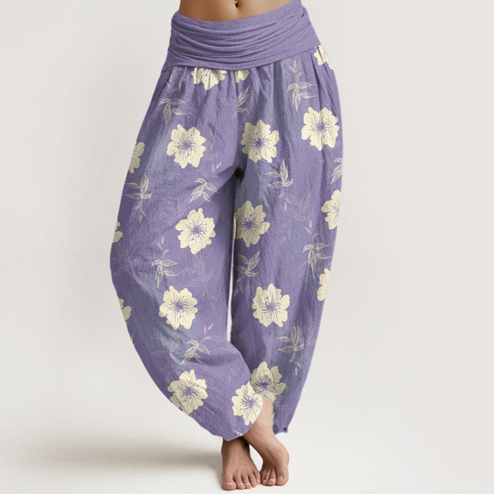 Buddha Stones, reine Baumwolle, weiße Blumen, Gras, Damen-Haremshose mit elastischem Bund - Pflaume - US16, UK/AU20, EU48 (3XL) - image 5