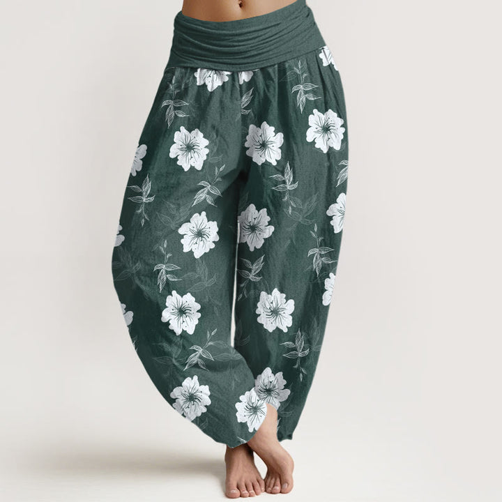 Buddha Stones, reine Baumwolle, weiße Blumen, Gras, Damen-Haremshose mit elastischem Bund - SeaGreen - US16, UK/AU20, EU48 (3XL) - image 8