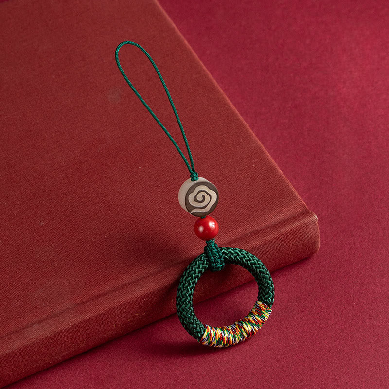 Buddha Stones, handgewebter, bunter Faden, Schnalle, Elfenbein, Frucht, Zinnober, Schlüsselanhänger, Handy-Hängedekoration - Grüne Handy-Hängedekoration - image 14